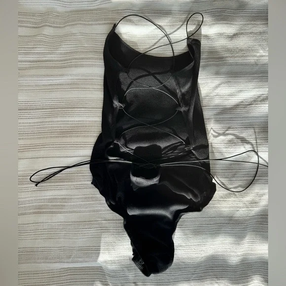 Black Lace Up Bodysuit - Picture 4 of 7